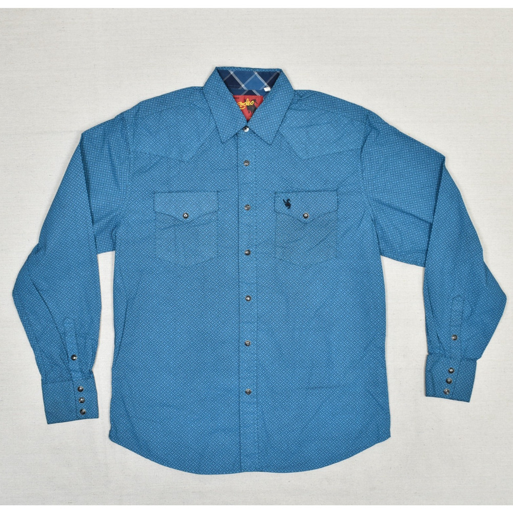 Roco Rodeo Clothing Co Men Cotton Blend Blue Size M Pearl Snap Shirt Geometric